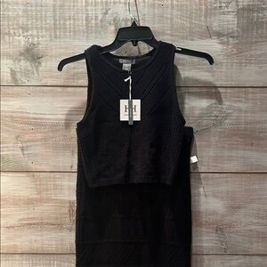 NWT Haute Hippie Black Textured Knit skirt set Size S!!